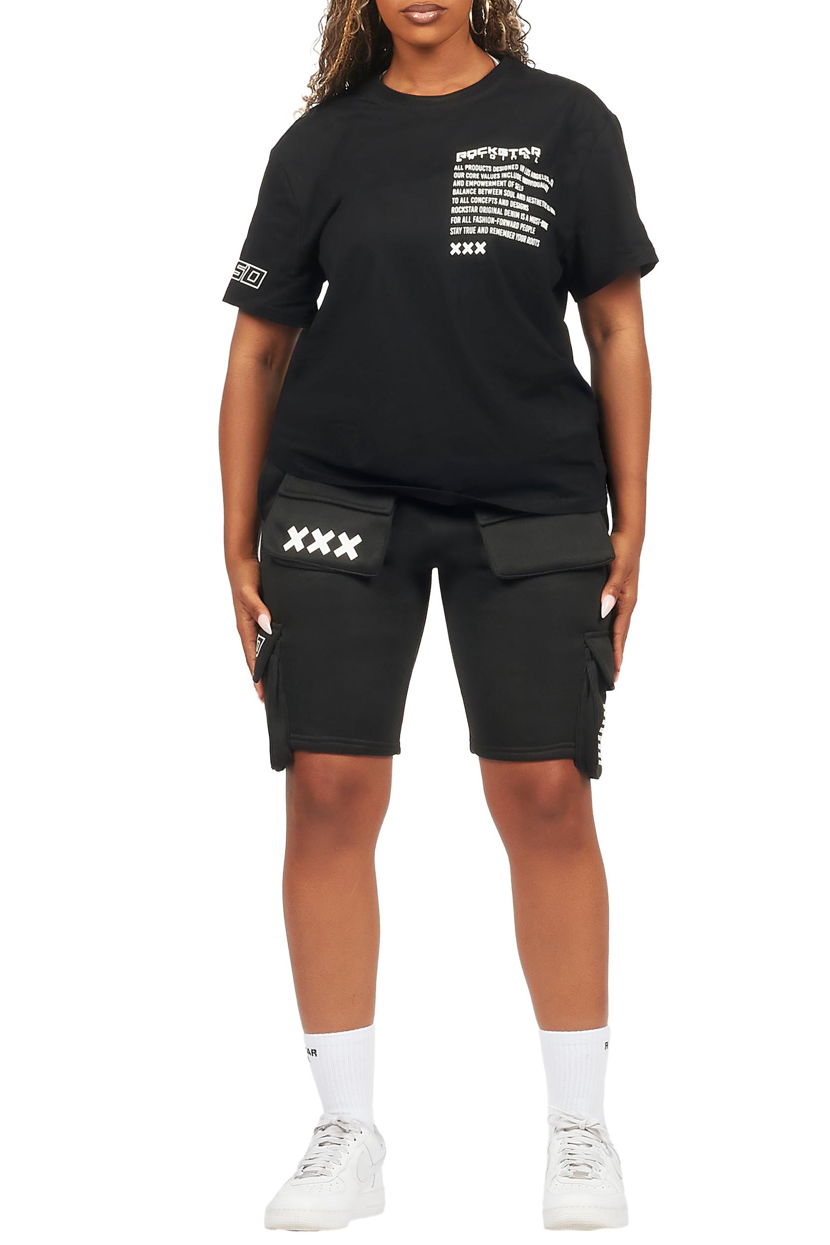 Neusa Black T-Shirt Cargo Short Set Female Product Image