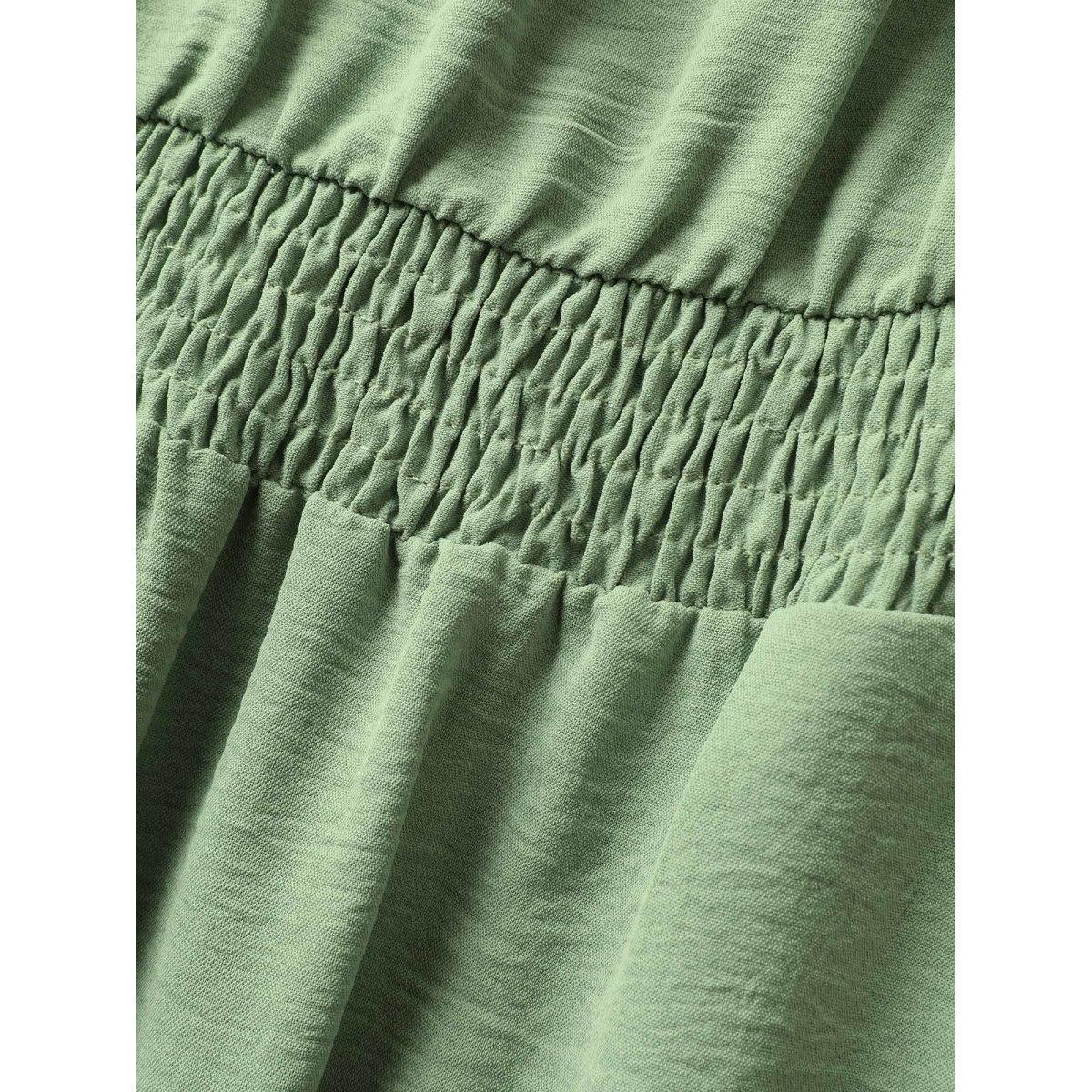 Plus Size Guipure Lace Tie Knot Raglan Sleeve Dress Palemauve Women Elegant Woven ribbon&lace trim Square Neck Cap Sleeve Curvy BloomChic 14-16/1X Product Image