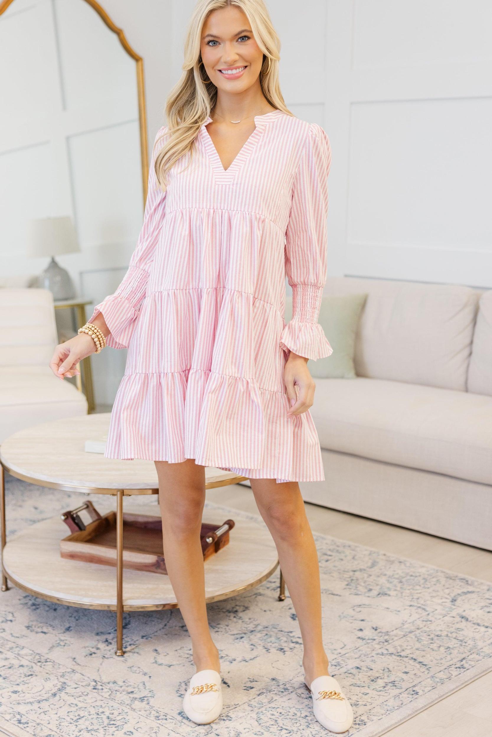 NURSING COLLECTION: In Your Happy Place Pink Striped Dress Female Product Image