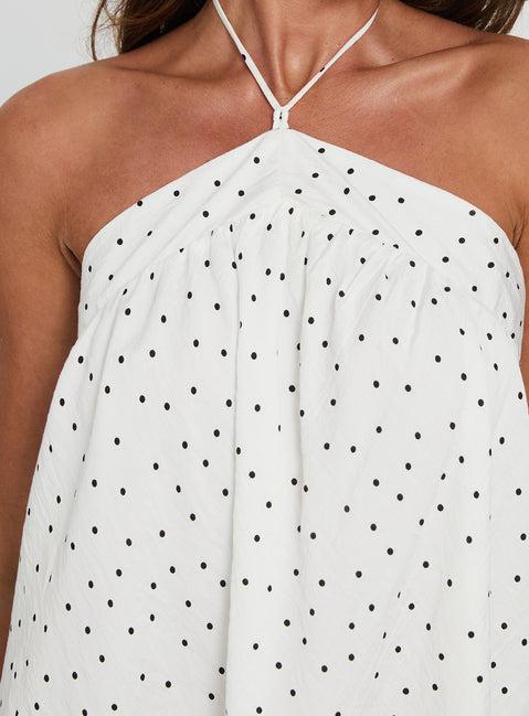 Moonlit Mini Dress White Polka Product Image