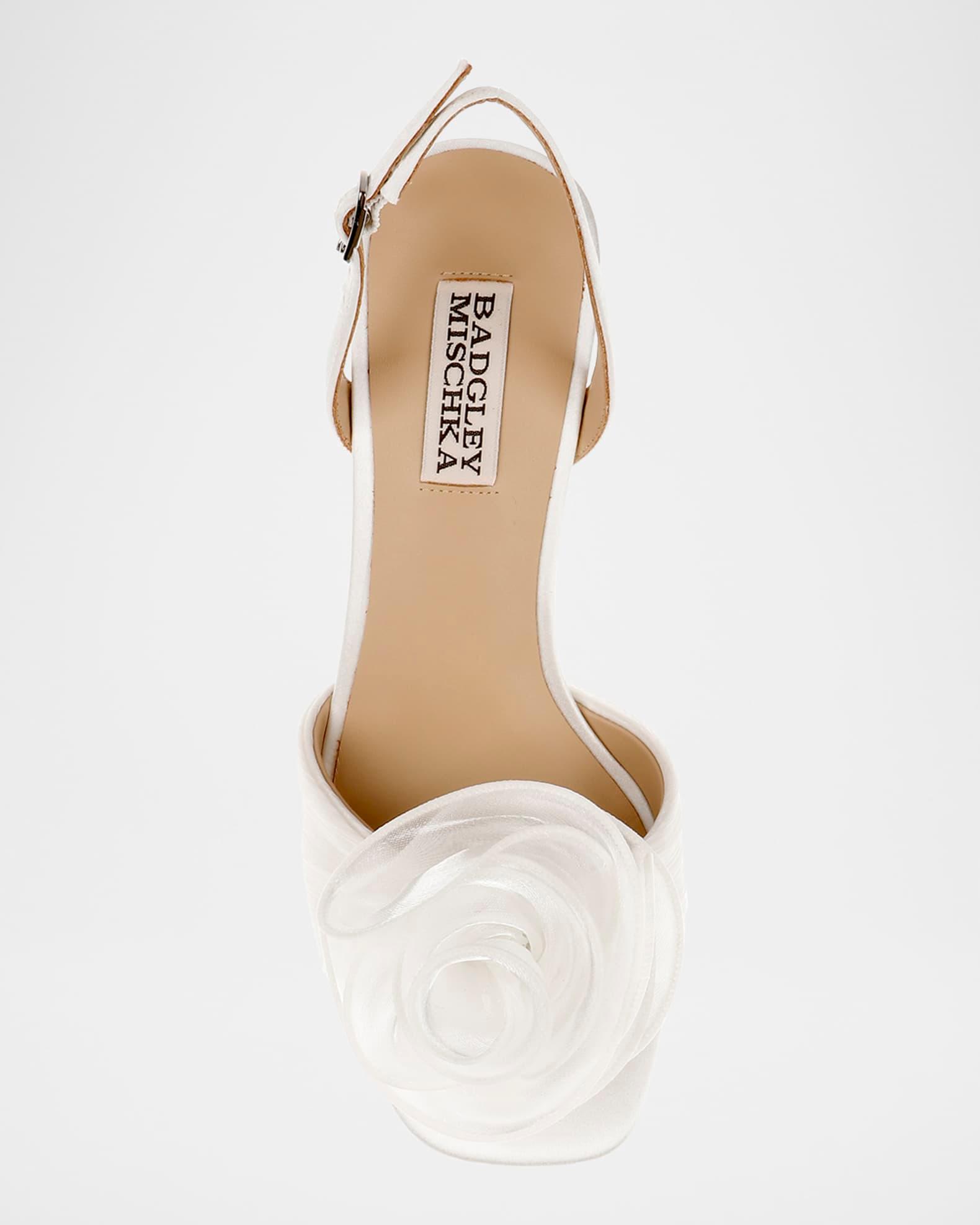 Dora Flower Satin Kitten-Heel Sandals Product Image