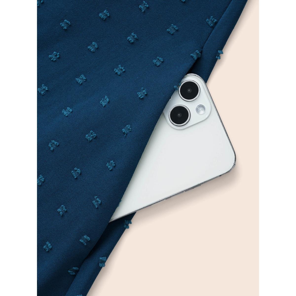 Plus Size Overlap Collar Textured Ruched Dress Aegean Women Elegant Texture Overlap Collar Long Sleeve Curvy BloomChic 12/L Product Image