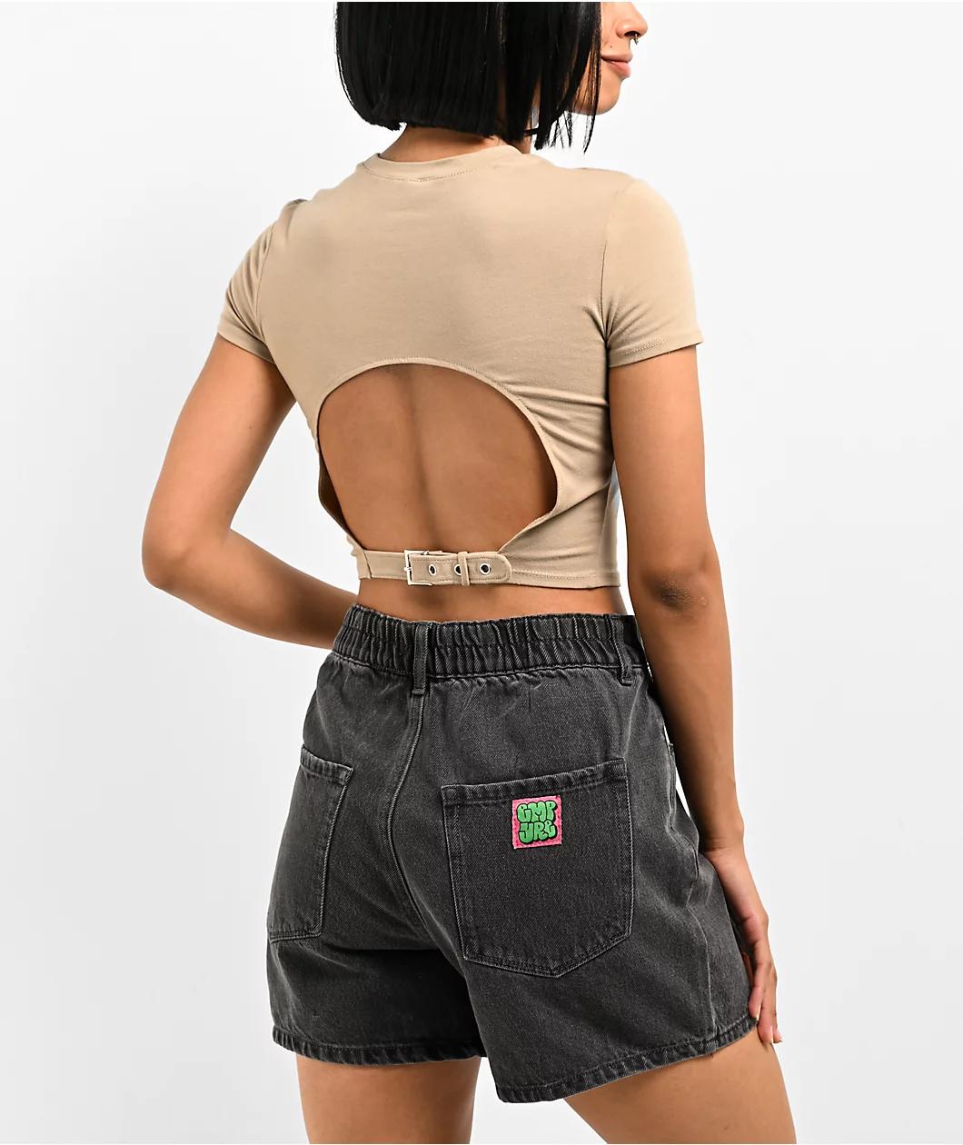 Empyre Brianna Blooming Beige Crop T-Shirt Product Image