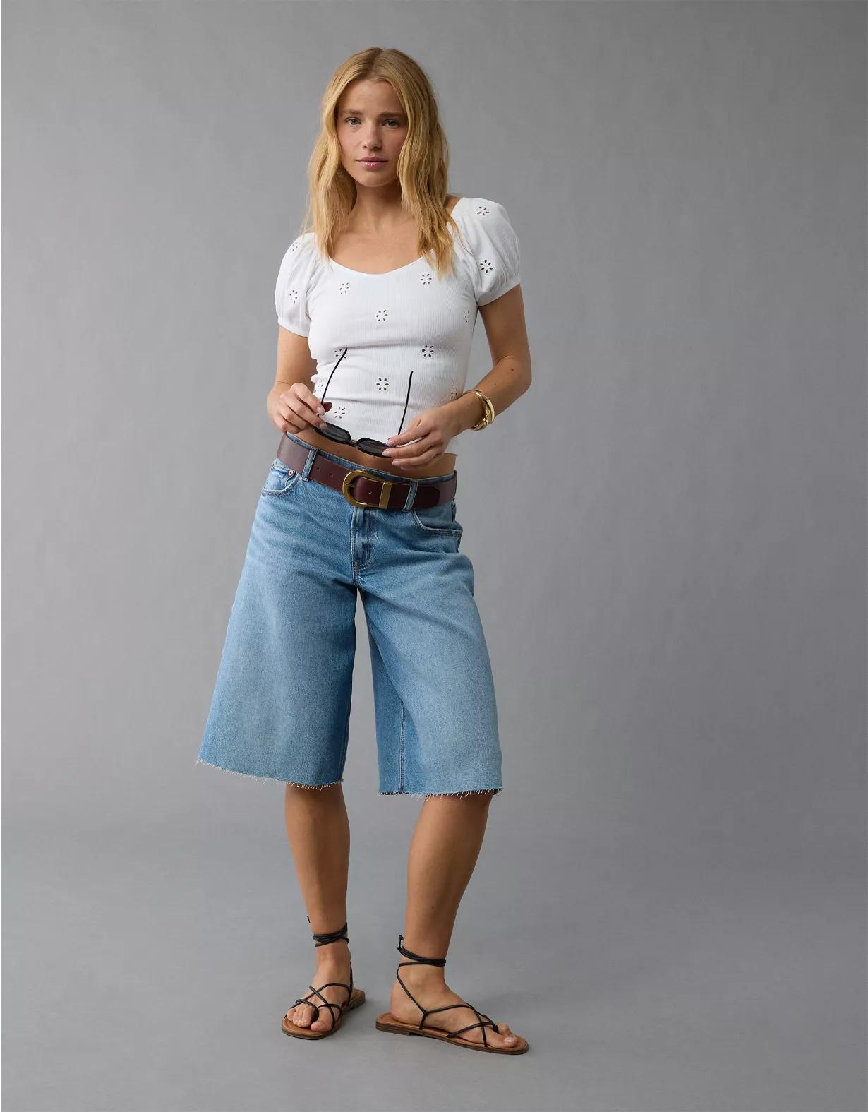 AE Puff Sleeve Embroidered Shirt Product Image