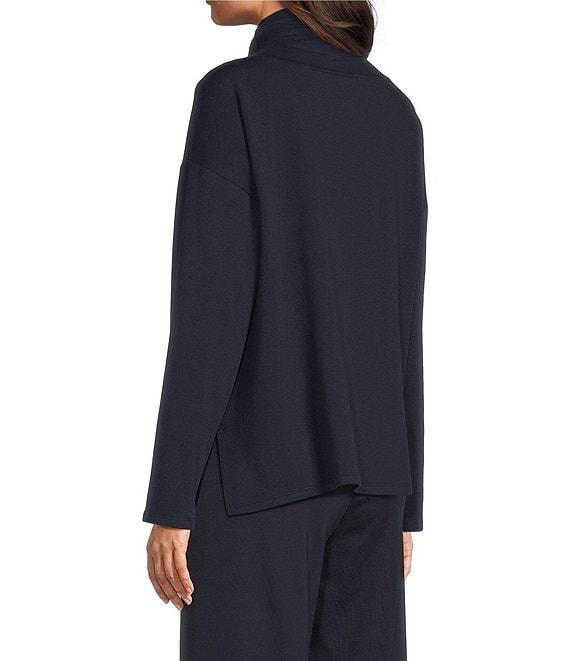 Eileen Fisher Brushed Terry High Funnel Neck Long Sleeve Box Top Product Image