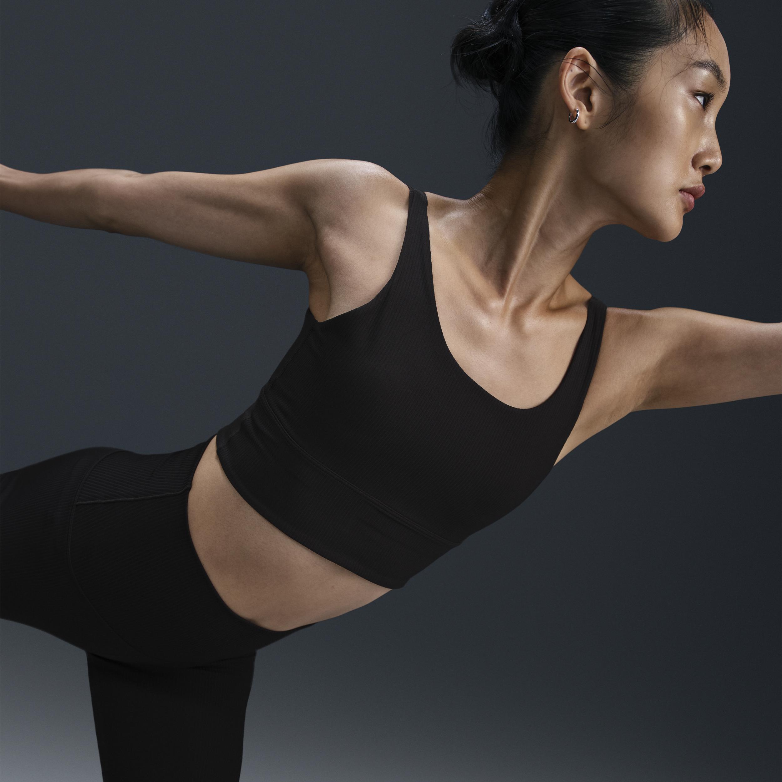 Nike Womens Zenvy Rib Light-Support Padded Longline Sports Bra | HF1542-010 Product Image