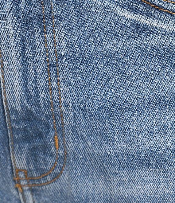 Daze The Knockout Distressed Frayed Hem High Rise Denim Shorts Product Image