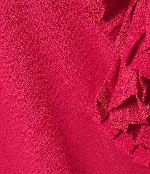 Vince Camuto Chiffon Float Ruffle Sleeveless Keyhole Crew Neck Shift Dress Product Image