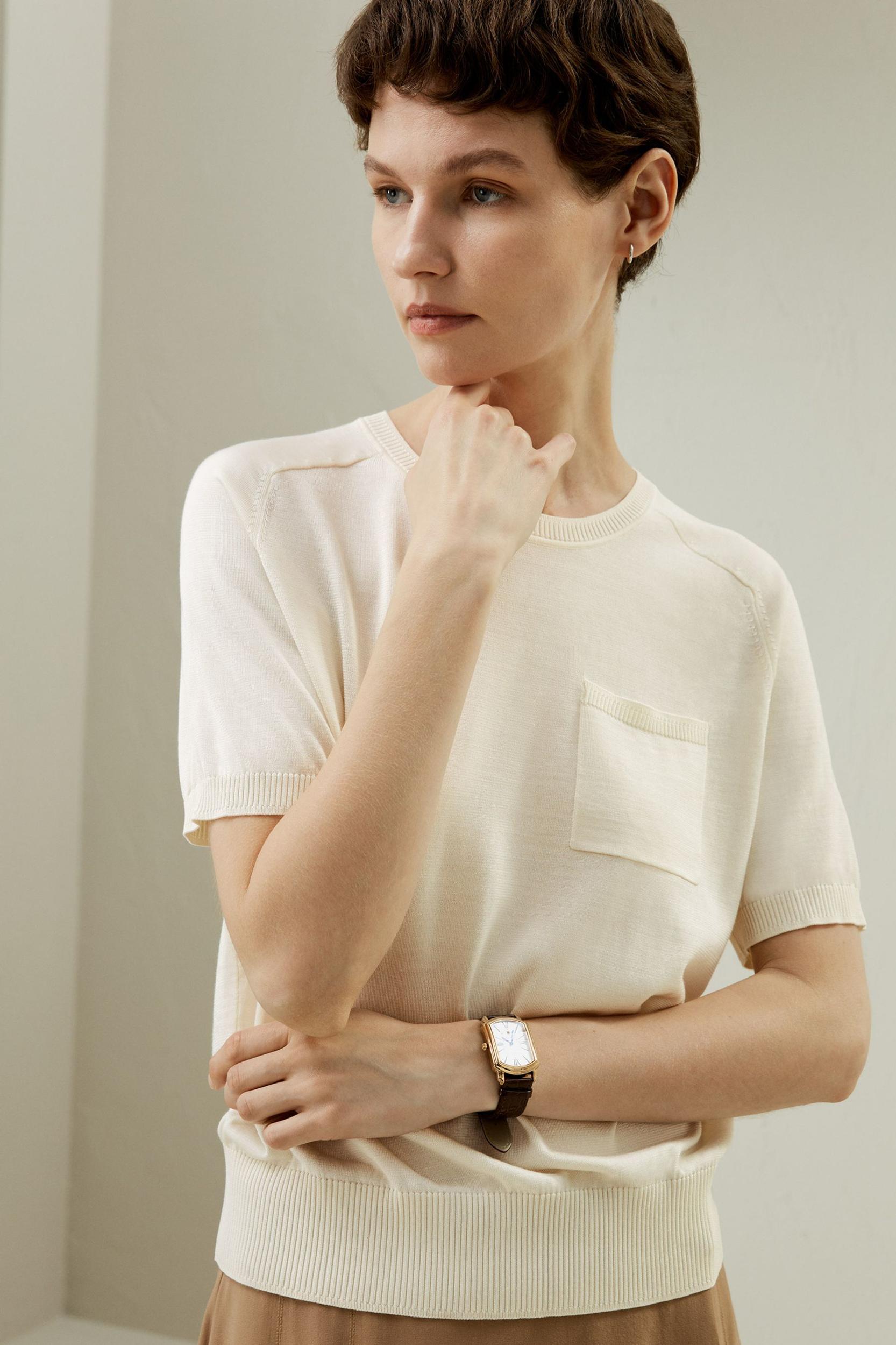 Basic Silk Crewneck T-shirt Product Image