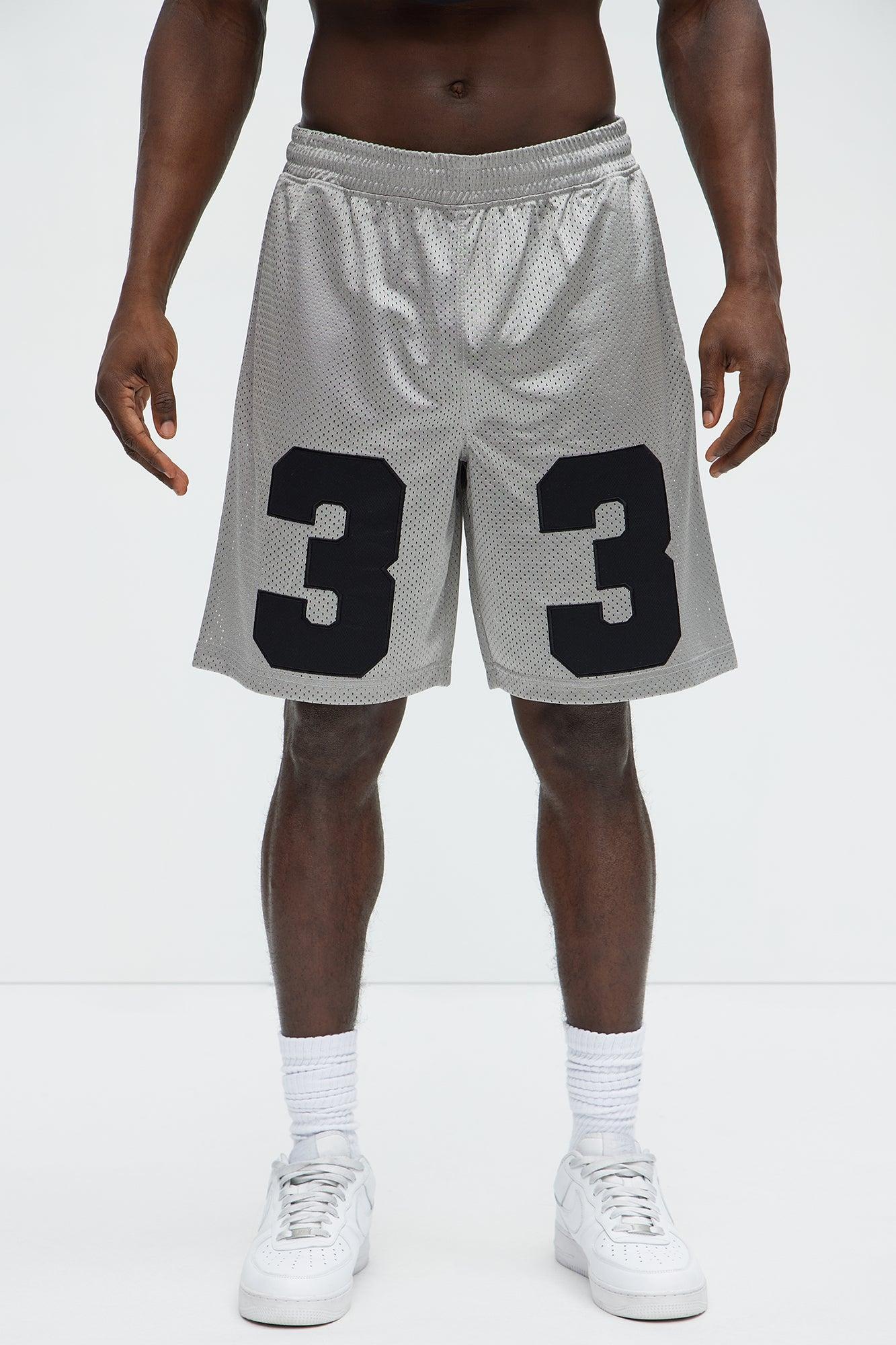 Varsity Player Relaxed Mesh Shorts - Grey Product Image