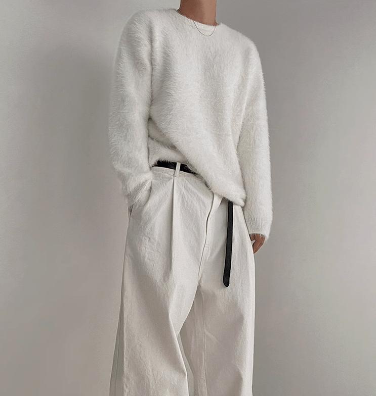 RT No. 10339 MOHAIR KNITTED ROUND NECK SWEATER Product Image