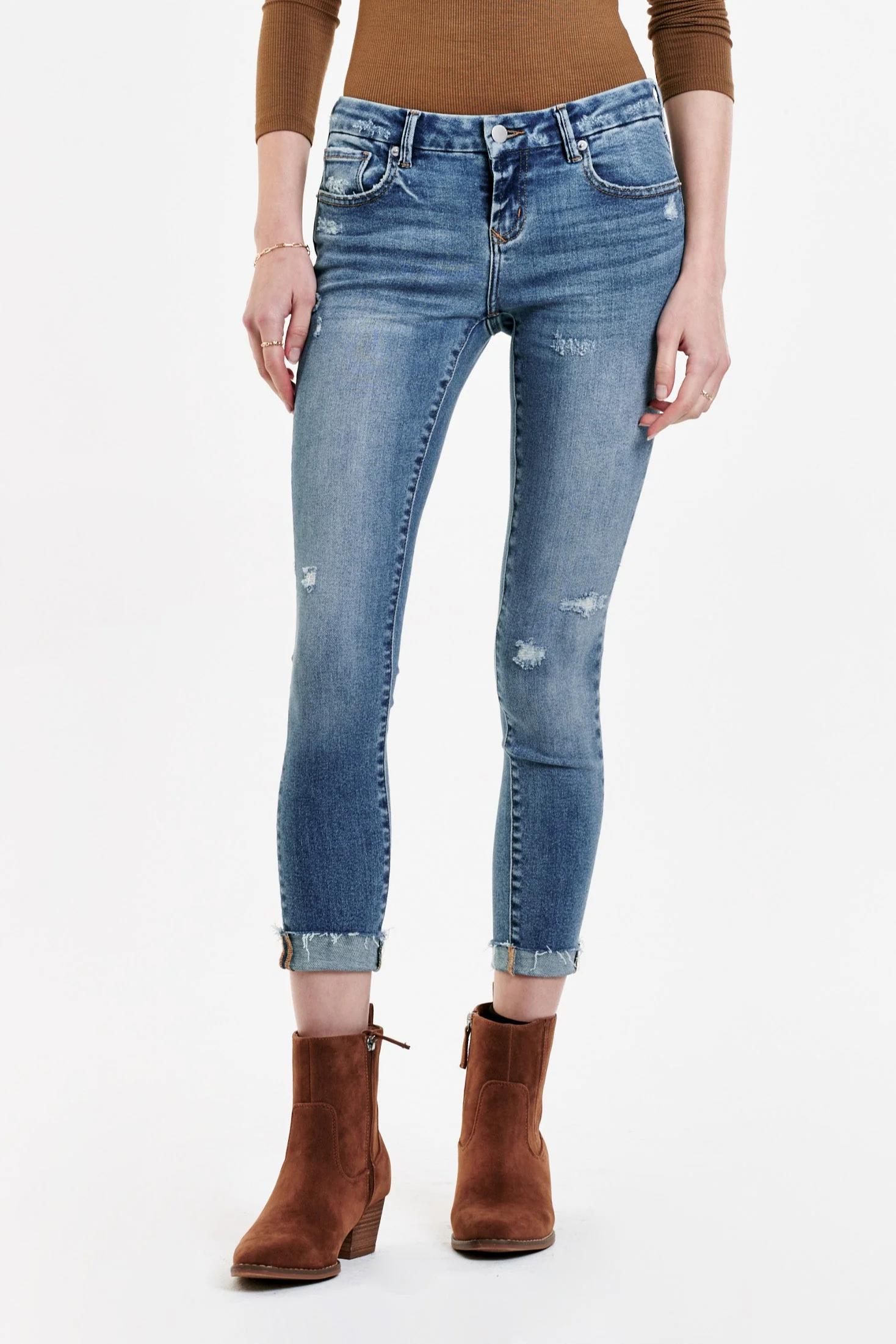Joyrich Mid Rise Cuffed Skinny Jeans Product Image