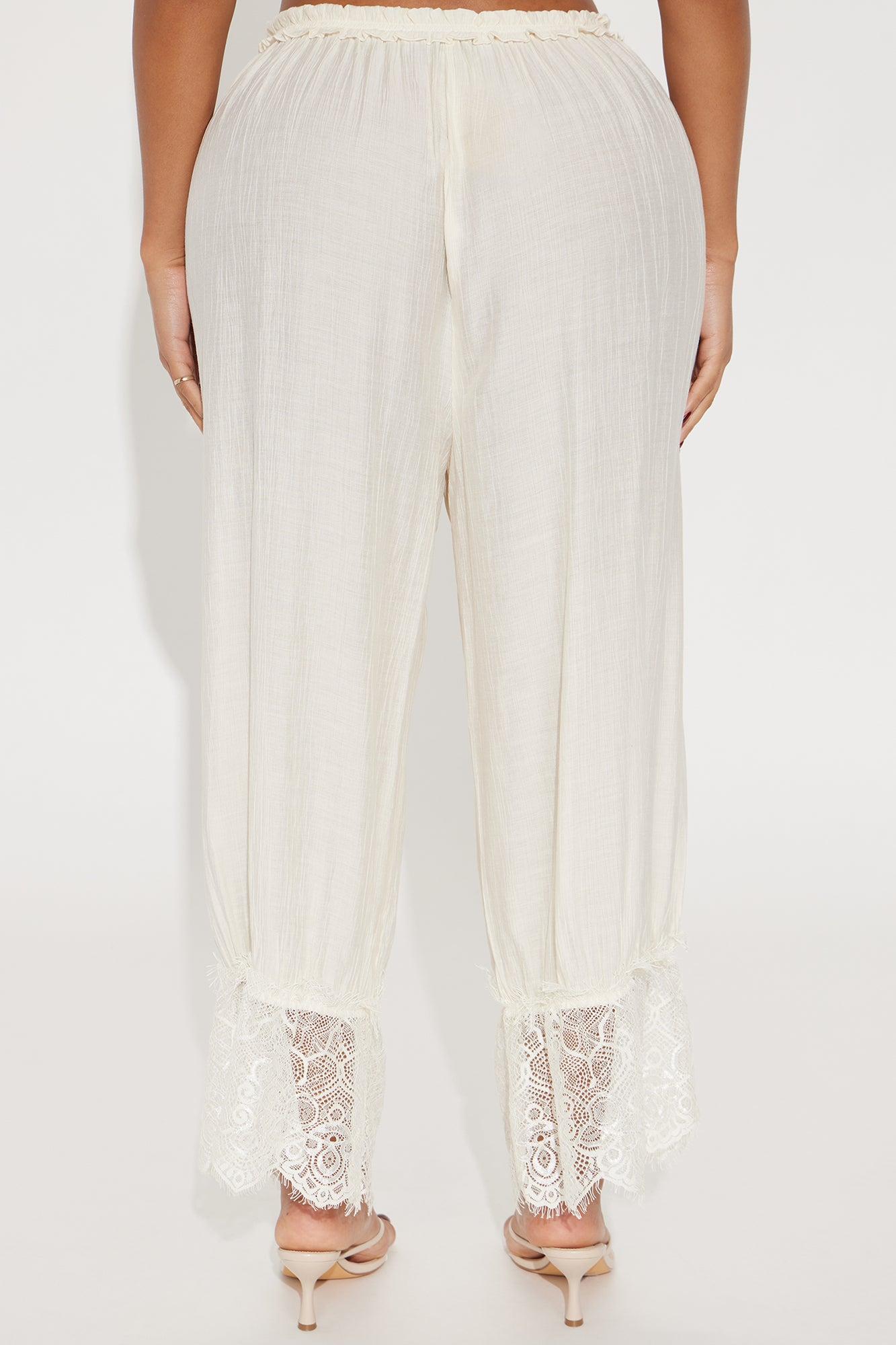 Angeline Cropped Wide Leg Pant - Off White Product Image