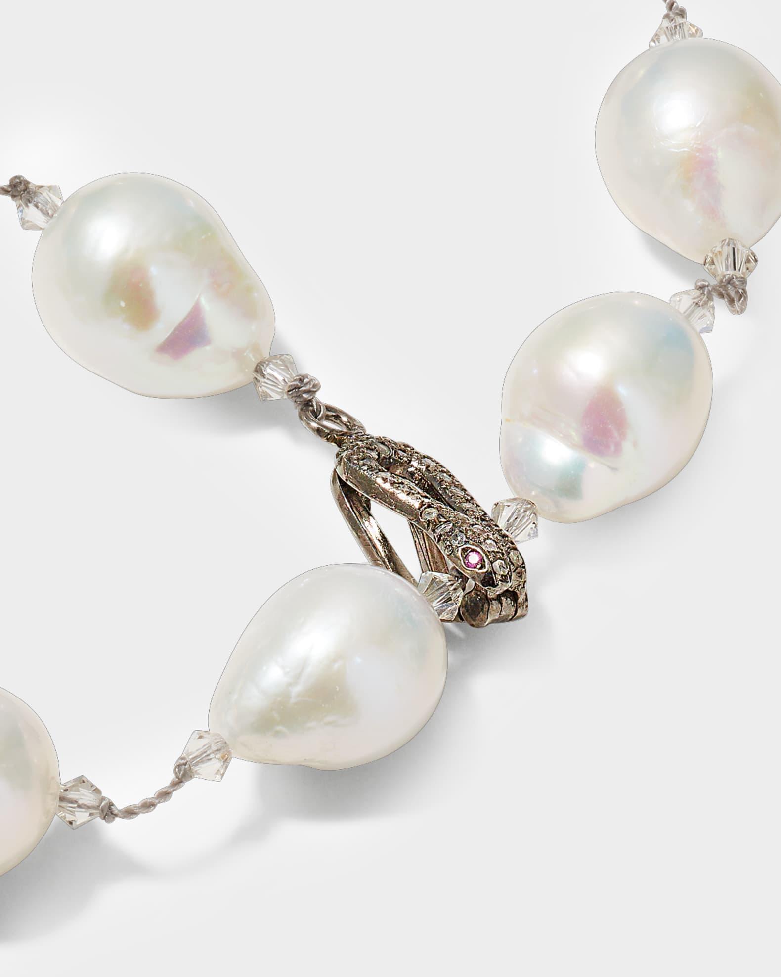 Pearl Lariat with Diamond Snake Clasp Product Image
