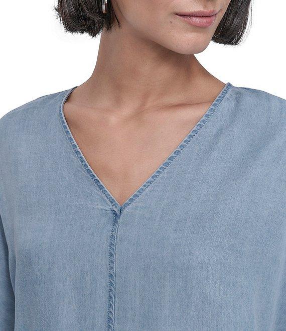 DKNY by Donna Karan Tencel V-Neck Short Sleeve Tunic Product Image