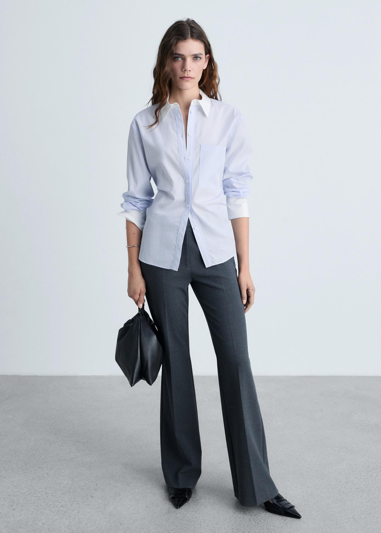Cotton-blend combined shirt - Women | MANGO USA Product Image
