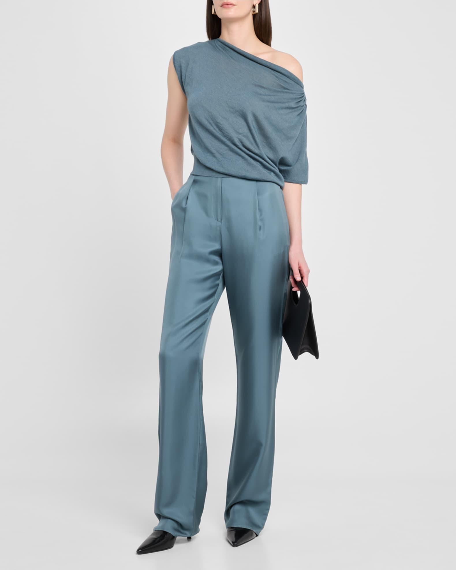 Silky Twill Belted Straight-Leg Pants Product Image