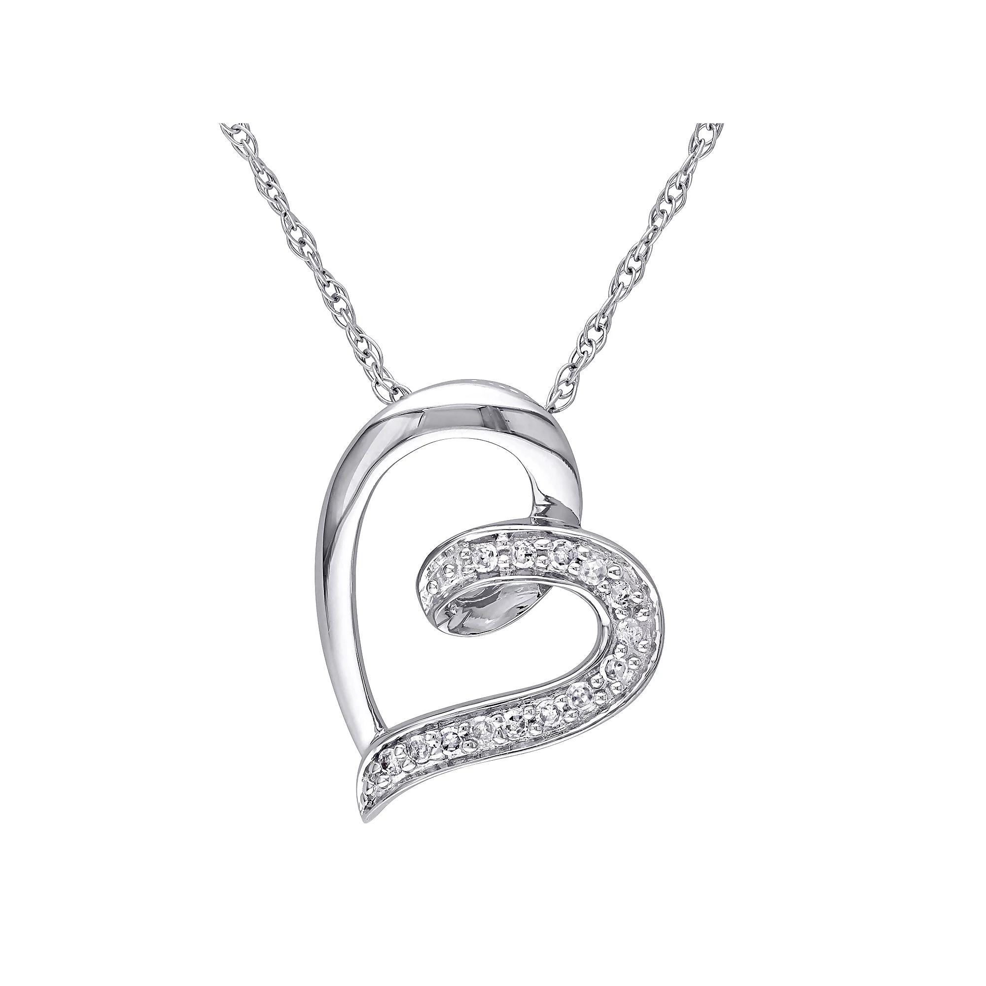Stella Grace 10k White Gold Diamond Accent Open Heart Pendant Necklace, Women's, Size: 17", 10k Whgold Product Image