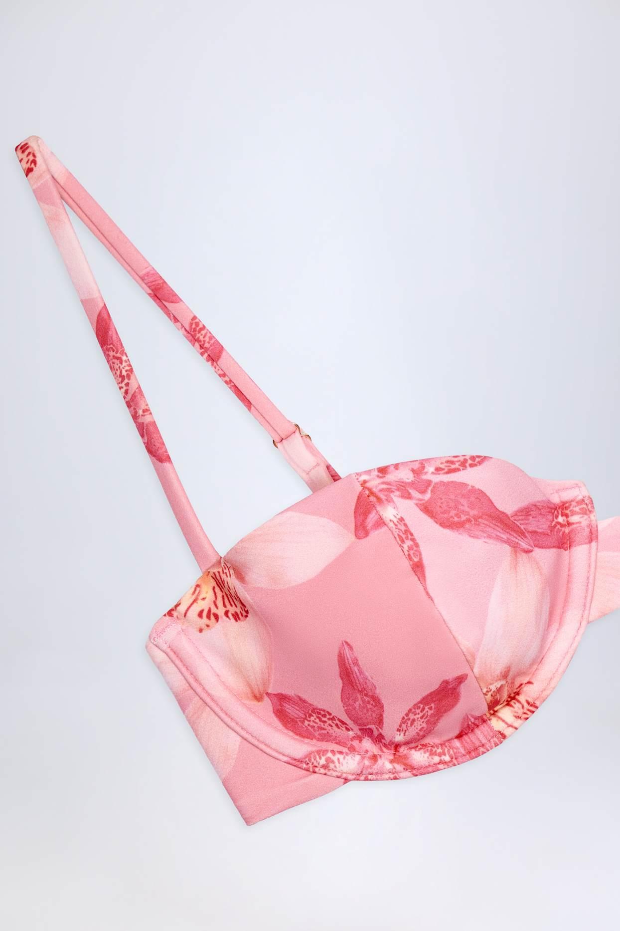 Underwired Balconette Bikini Top in Pink Orchid Print Female Product Image