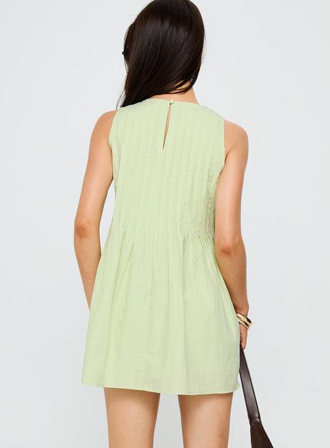 Dreamboat Pleated Mini Dress Matcha Product Image