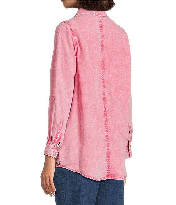 Intro Long Roll-Tab Sleeve Button Front Slub Lyocell Shirt Product Image