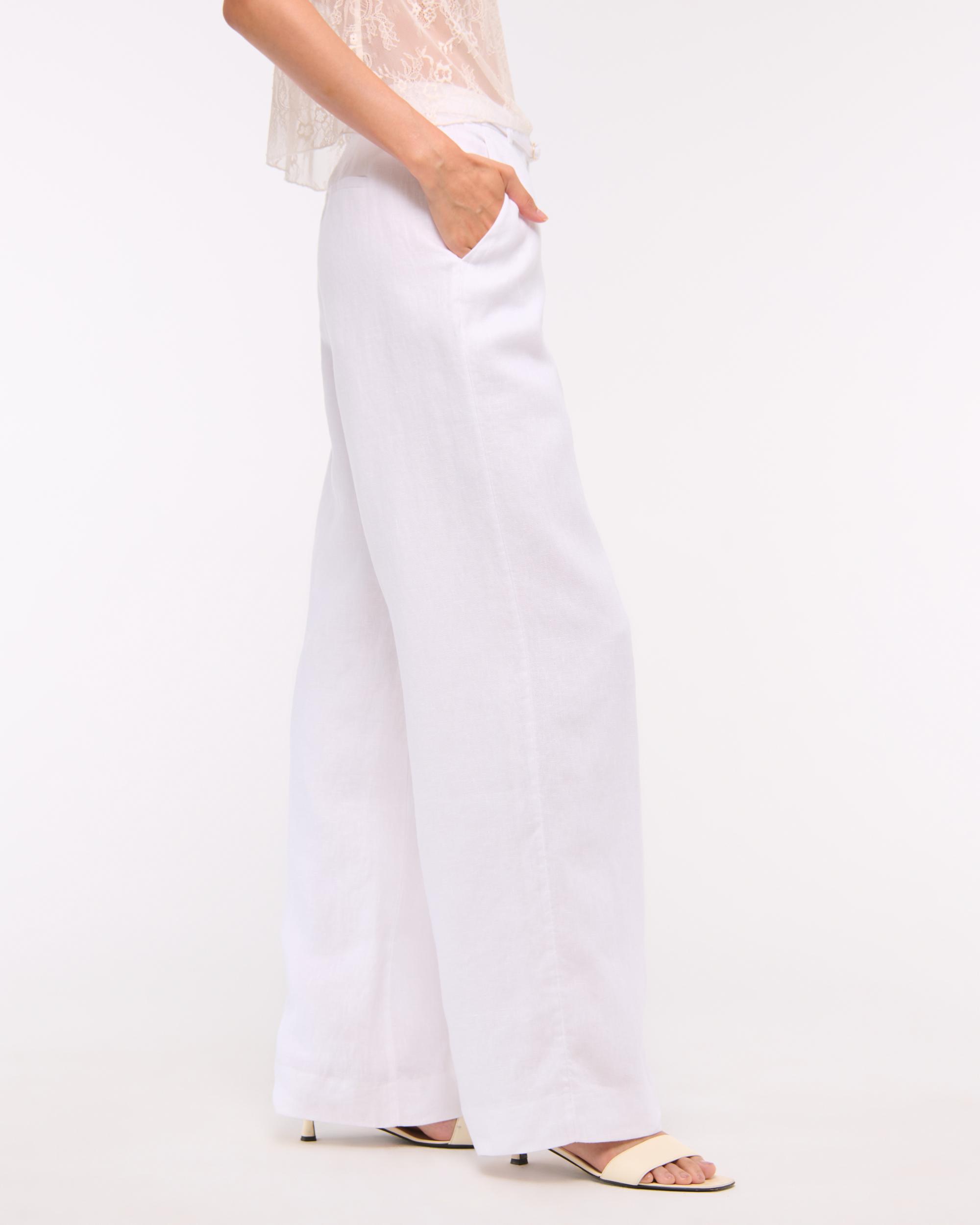 Premium Linen Belted Wide Leg Pant Product Image