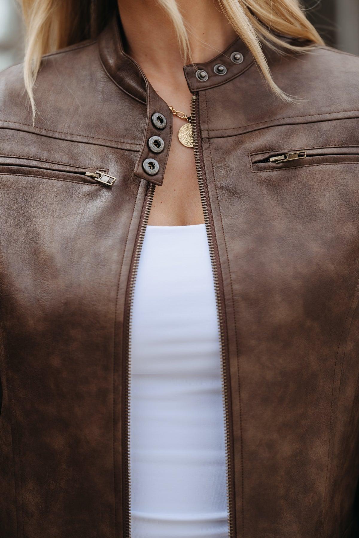 One And Only Brown Leather Jacket - FINAL SALE Female Product Image