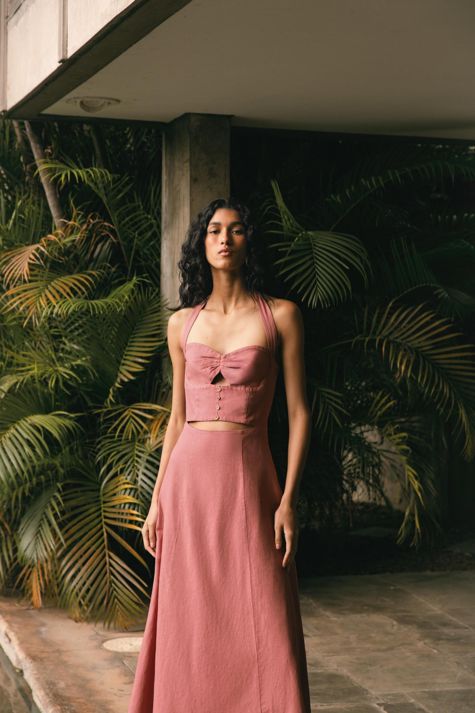 RAMIE HALTER MIDI DRESS Product Image