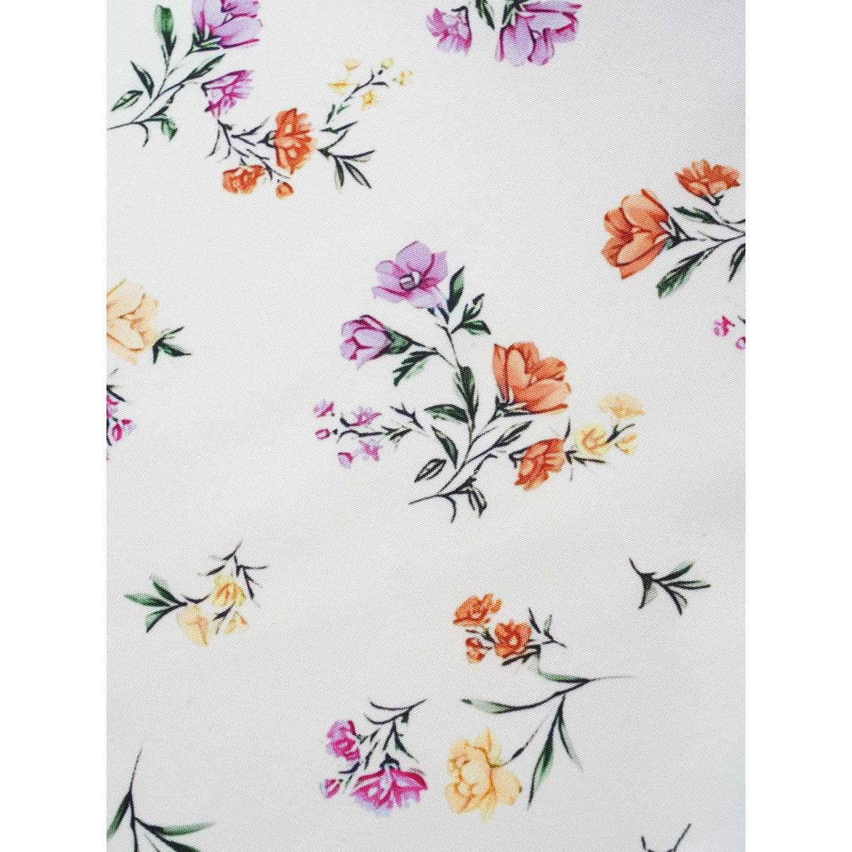 Plus Size Multicolor Floral Print Bowknot Bell Sleeve Blouse Women Elegant Half Sleeve V-neck Everyday Blouses BloomChic 10/M Product Image