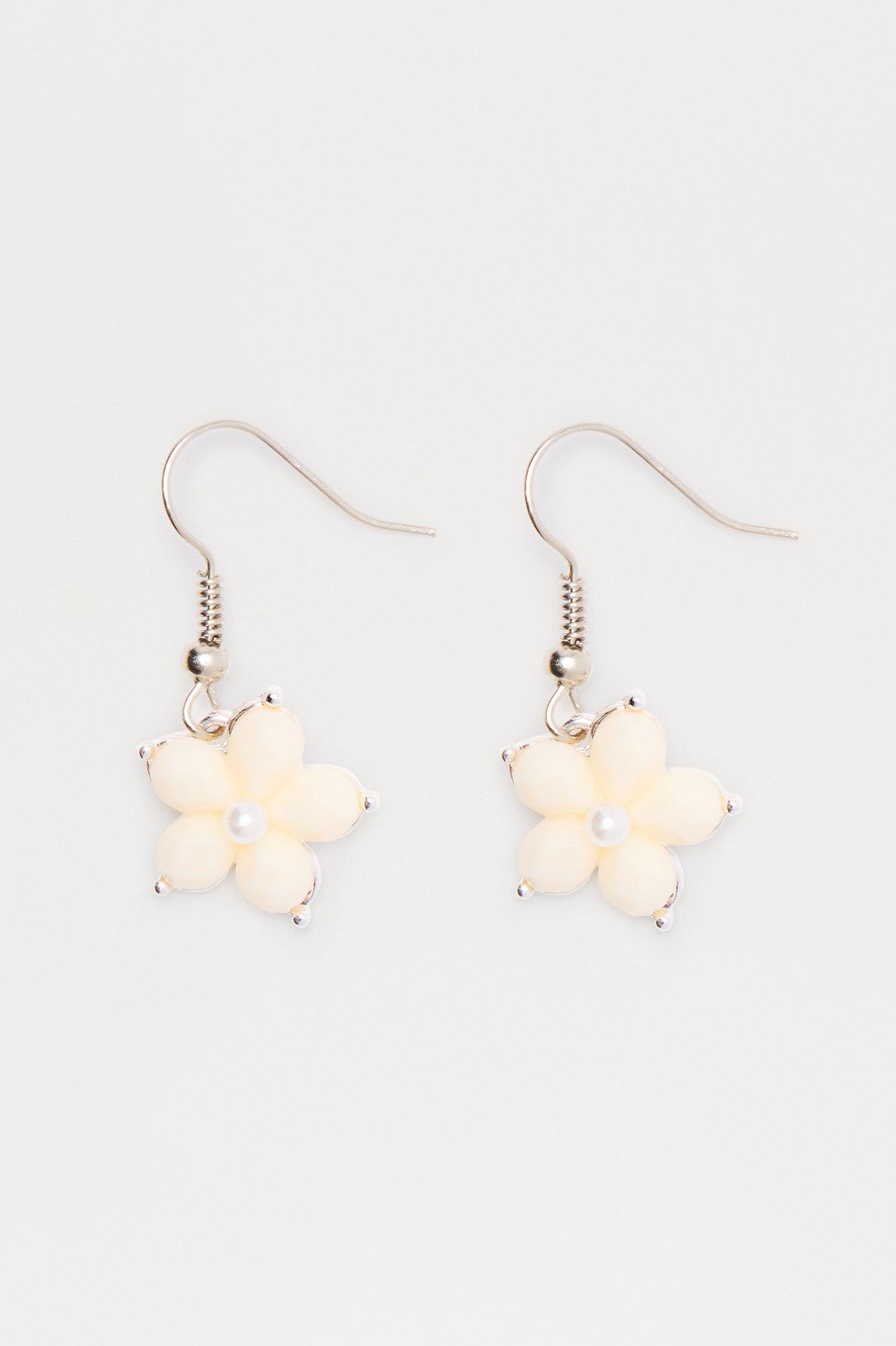 Soft Stem Drop Floral Earrings - Ivory Female Product Image