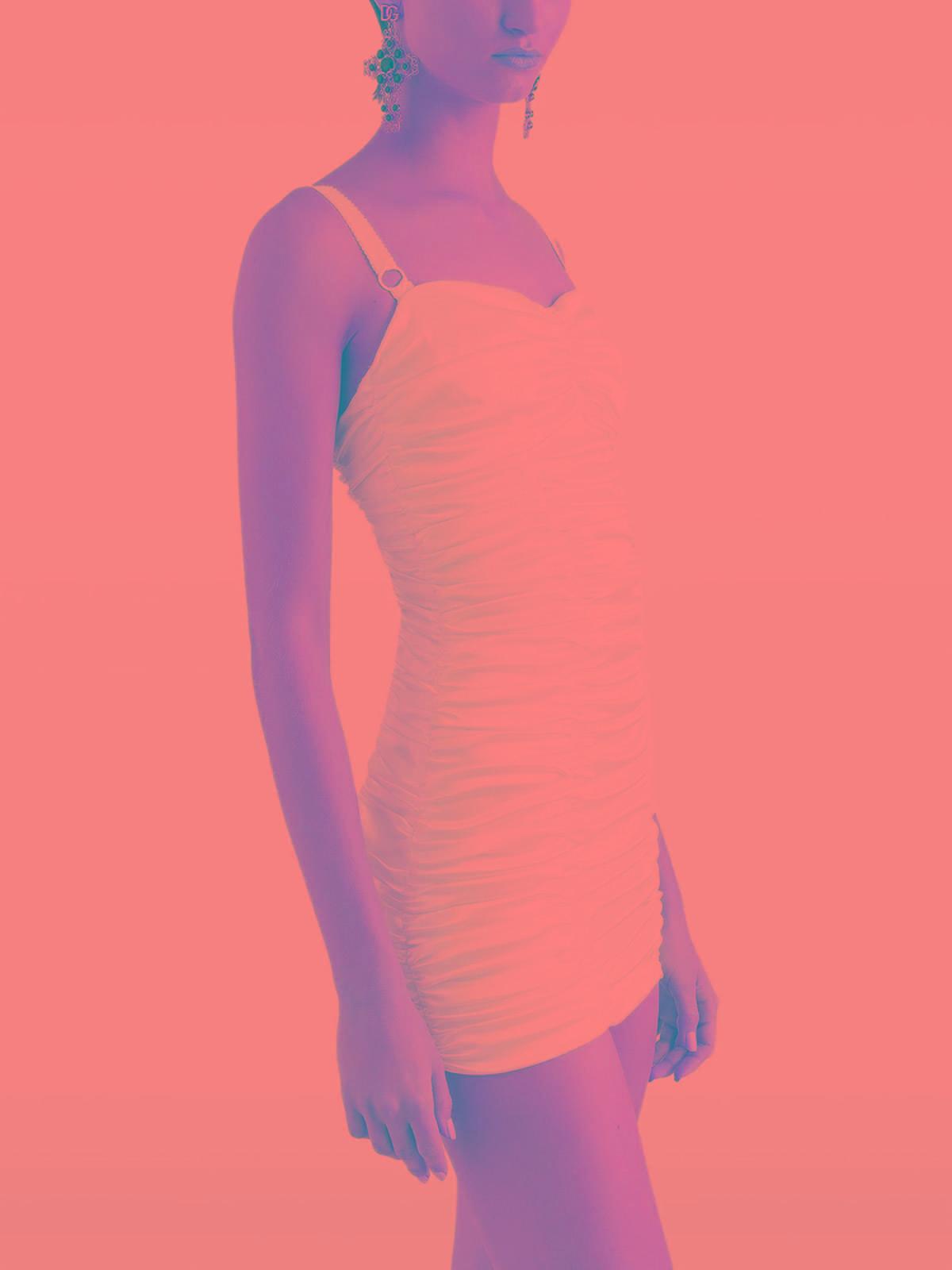 DOLCE & GABBANA Knee Length Dress Adjustable Straps In White Product Image