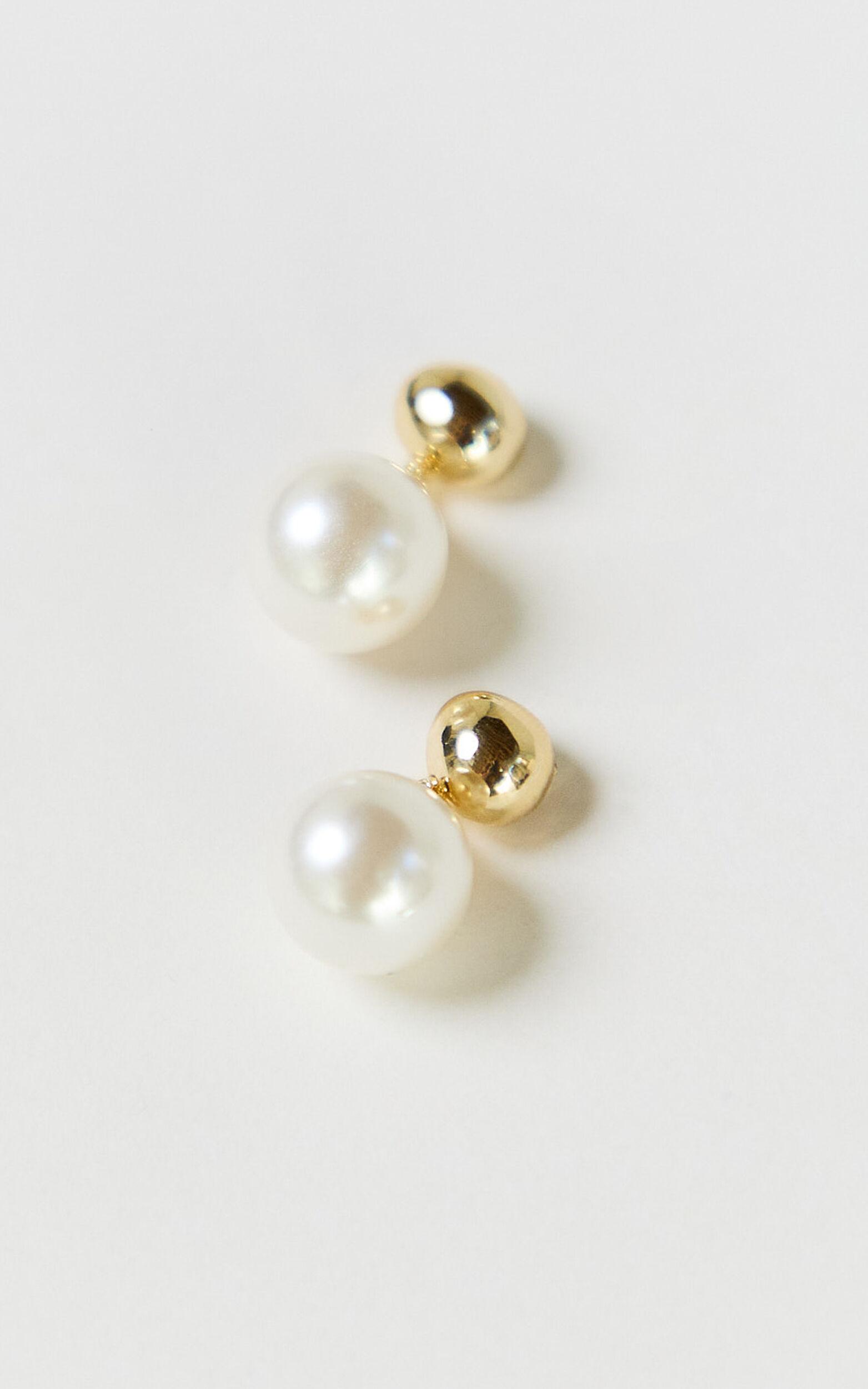 Tinsley Earrings - Drop Pearl Earrings in Gold Product Image