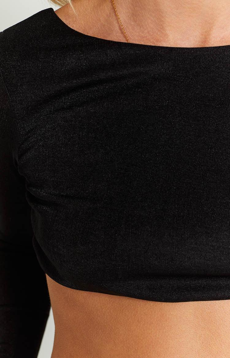 Deandra Black Backless Long sleeve Top Product Image