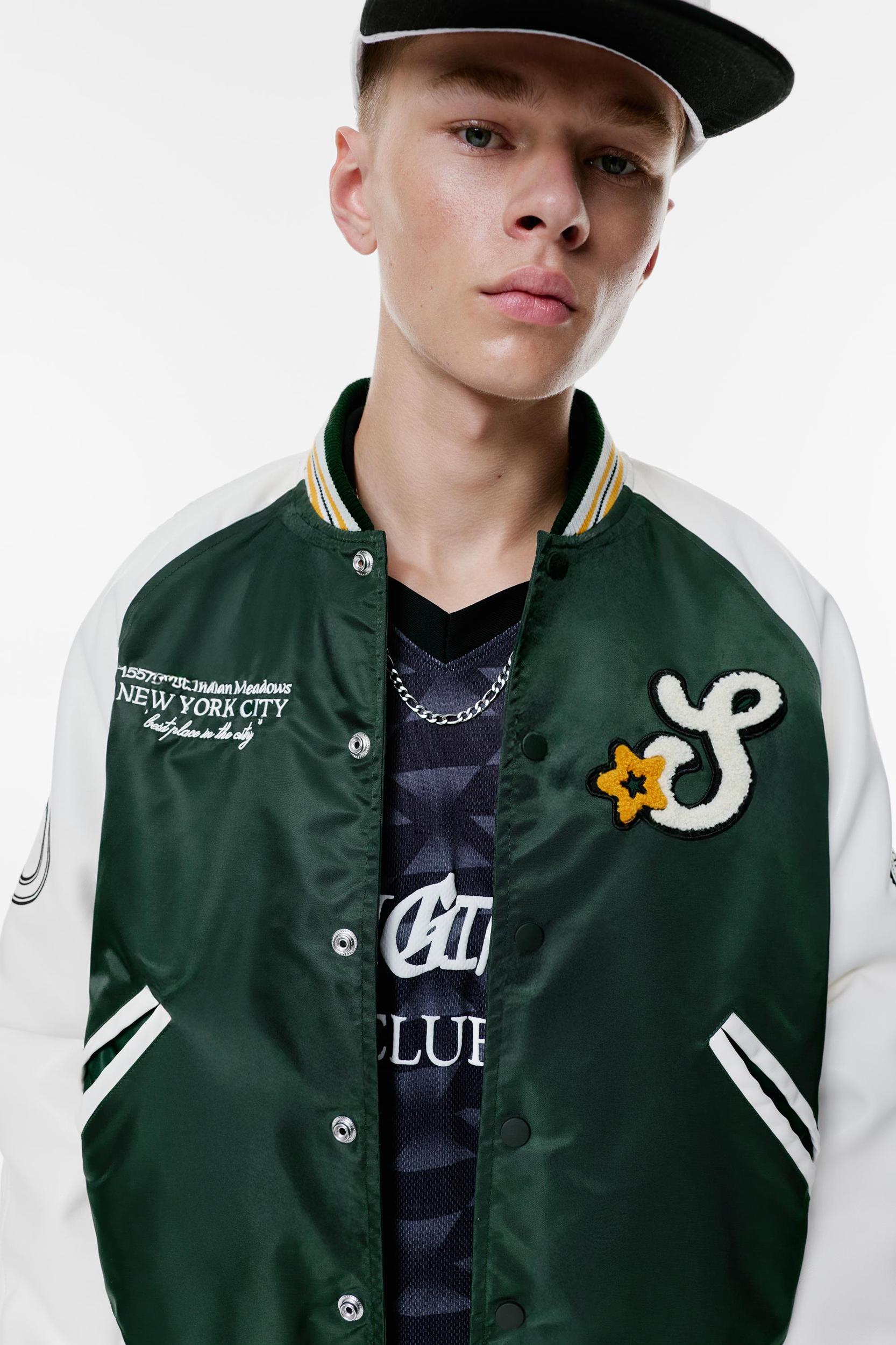 Embroidered varsity bomber jacket Product Image