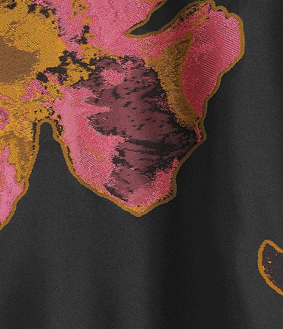 Caroline Rose Pink Petal Print Devore Spread Collar Bracelet Sleeve Open-Front Statement Jacket Product Image