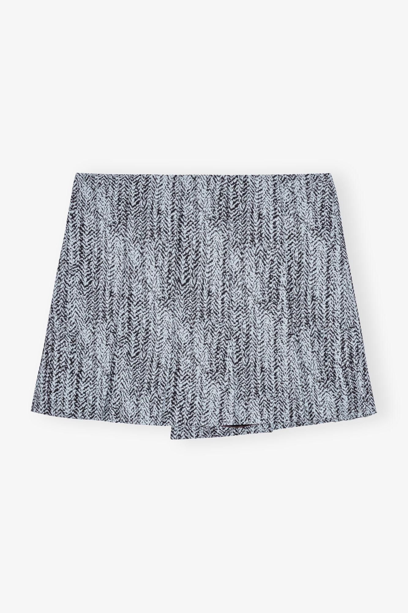 Blue Cotton Tweed Wrap Mini Skirt Product Image