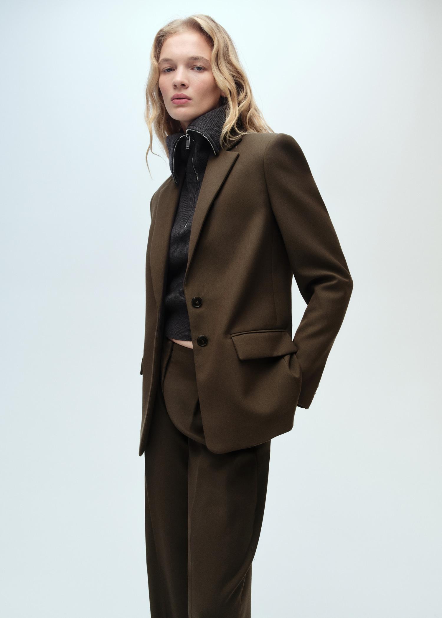 Straight-fit suit jacket - Women | MANGO USA Product Image