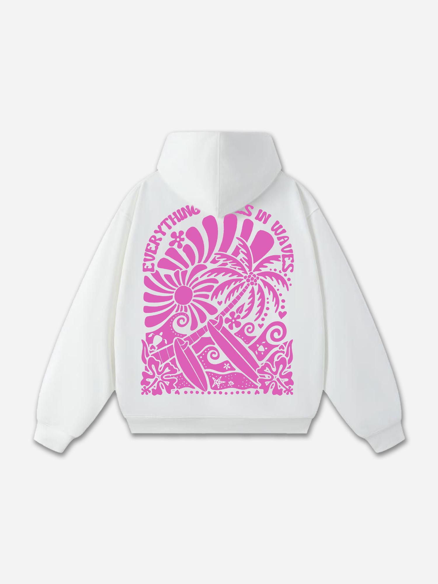 Everything Comes In Waves Graphic Oversized Hoodie Product Image