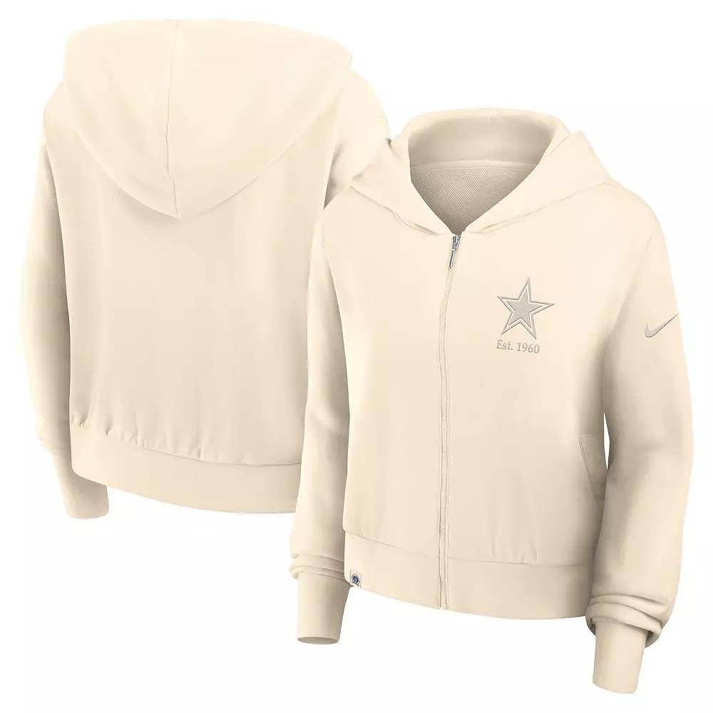 Women's Nike Cream Tennessee Titans Glory Cropped Full-Zip Hoodie,  Product Image