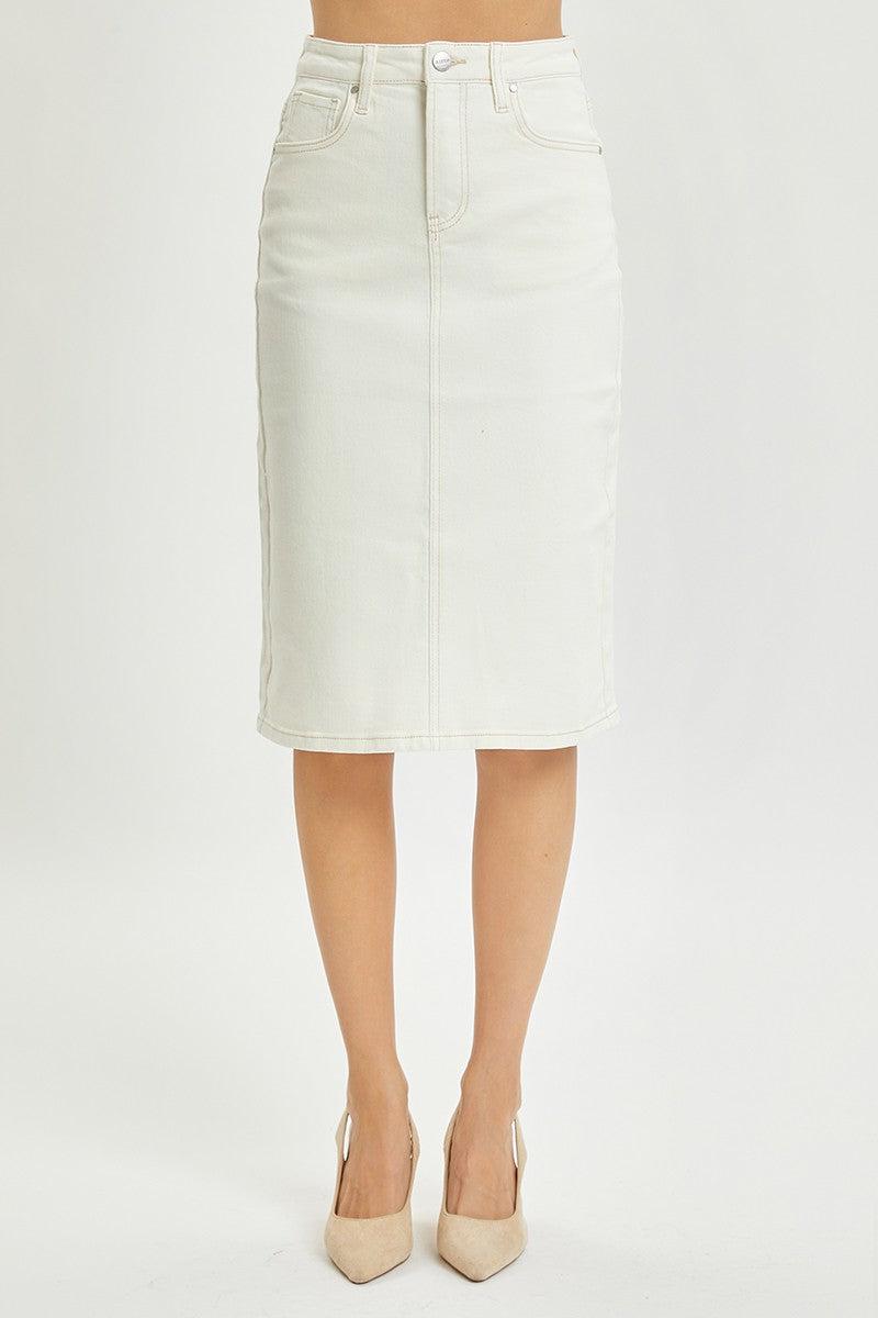 High Rise Back Slit Midi Skirt Product Image