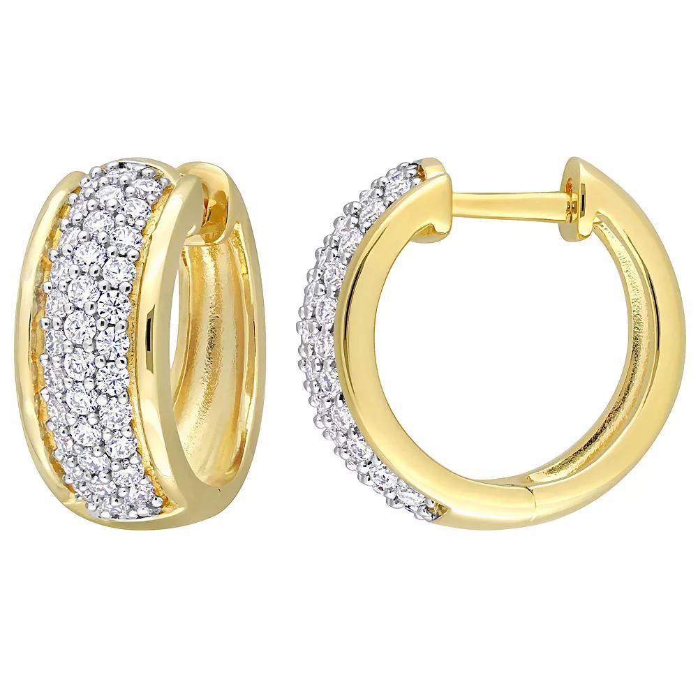 Stella Grace 18K Gold Over Silver 1/2 Carat T.W Lab-Created Moissanite Triple Row Hoop Earrings, Women's, Gold Tone Product Image