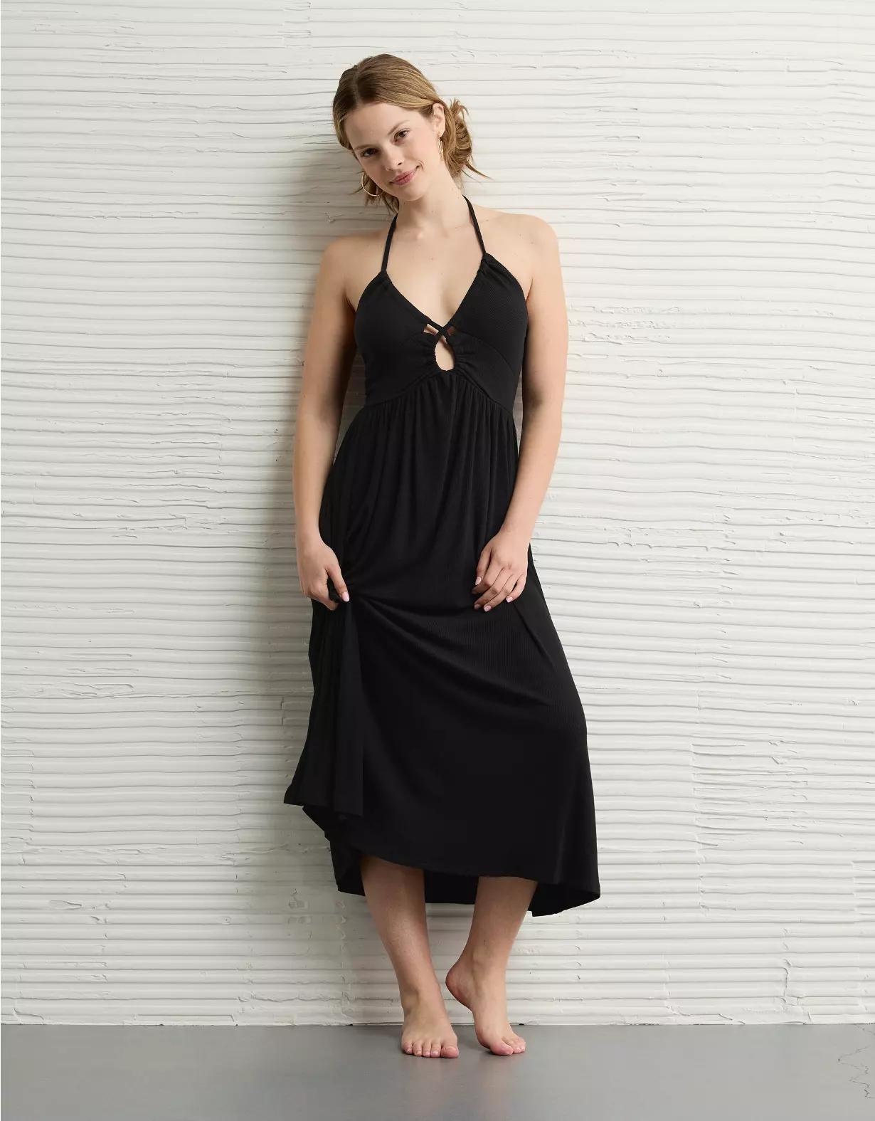 AE Soft & Sexy Keyhole Halter Midi Dress Product Image