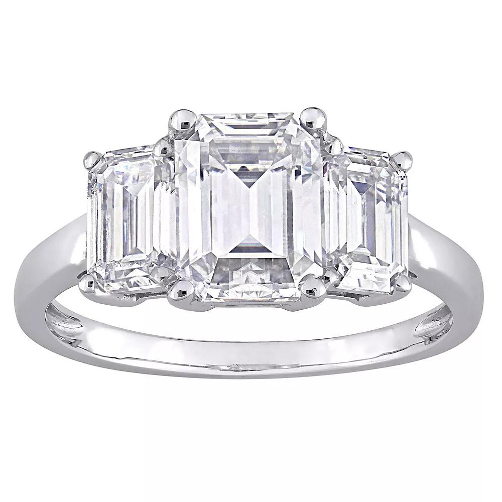Stella Grace 10k White Gold 2 9/10 Carat T.W. Lab-Created Moissanite 3-Stone Engagement Ring, Women's,  Product Image
