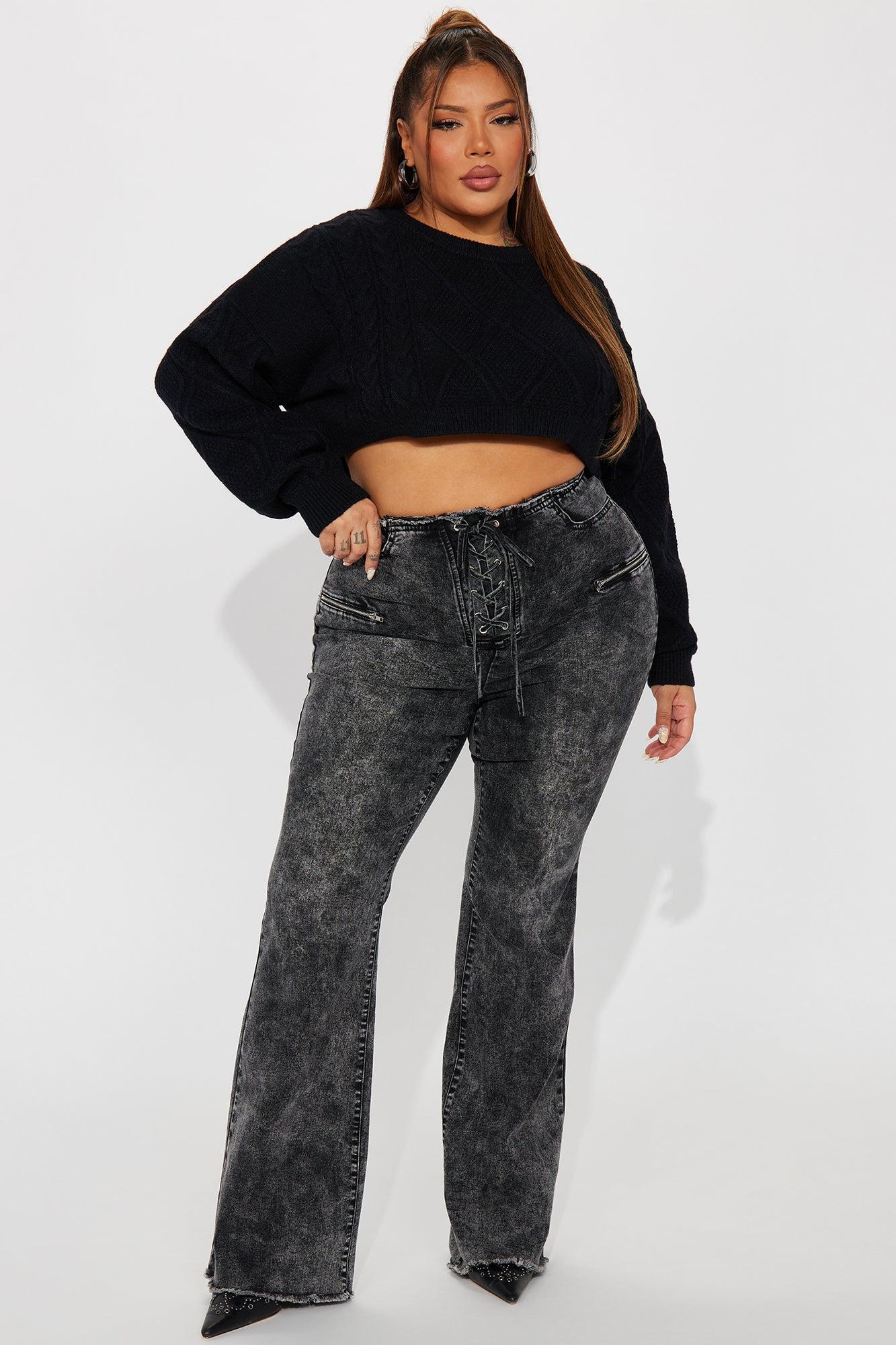 Know You Well Acid Wash Flare Jean - Black Wash Product Image