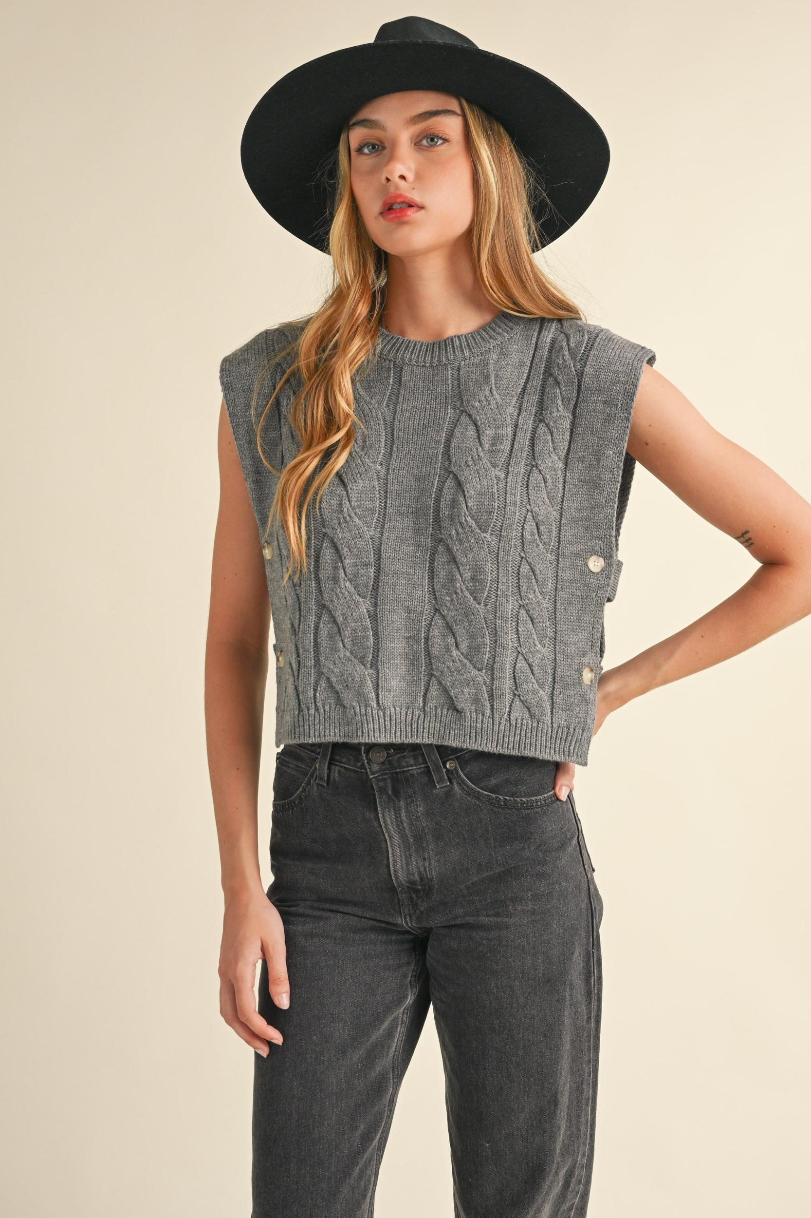 Cable Knit Open Side Vest Product Image