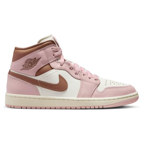 Jordan Womens Jordan AJ 1 Mid - Womens Basketball Shoes Archeo Brown/Pink Oxford/Sail Product Image