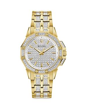 Bulova Womens Octava Gold Tone Stainless Steel Crystal Accent Bracelet Watch - 98L302 Product Image
