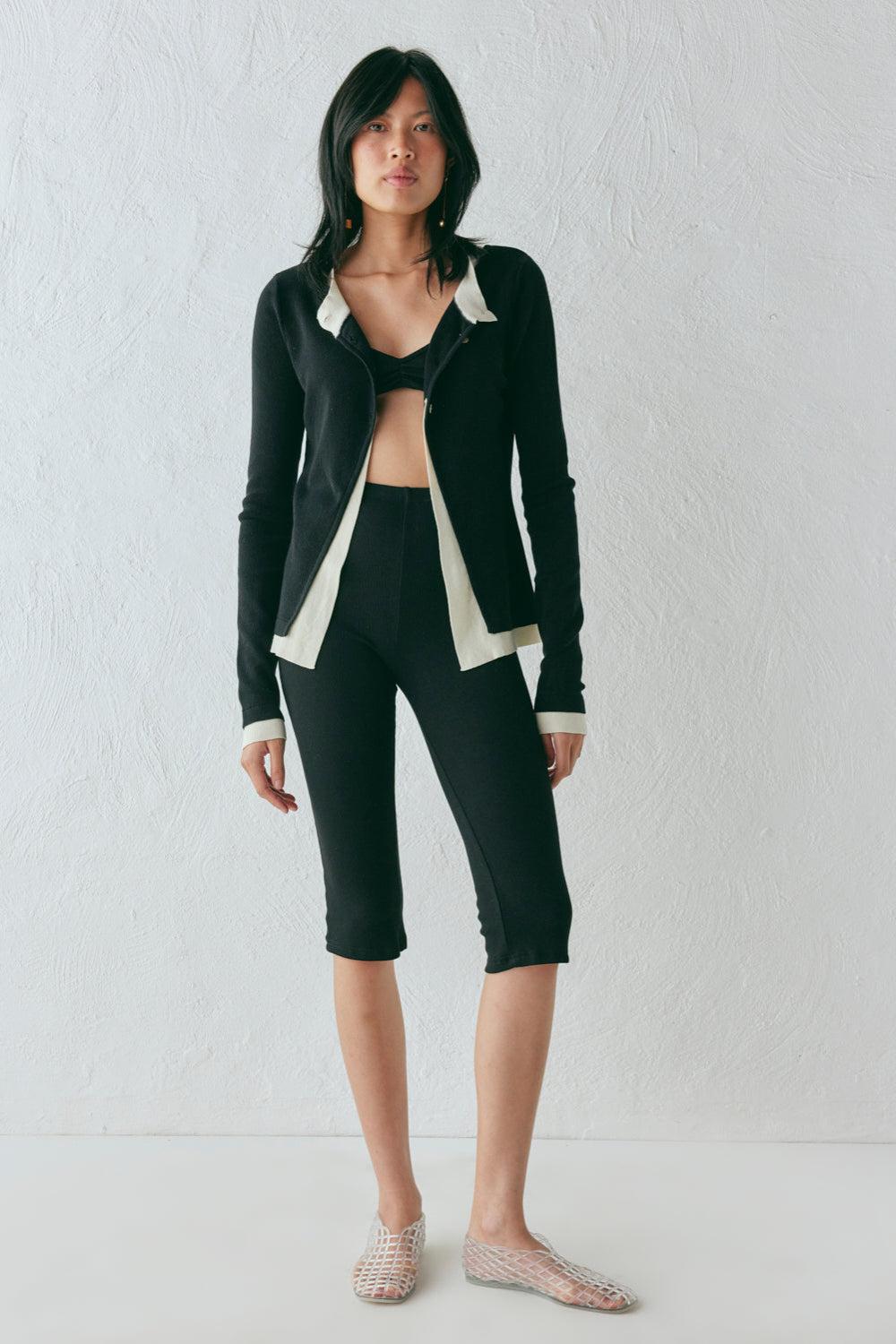 Harper Ribbed Bralette Black Product Image