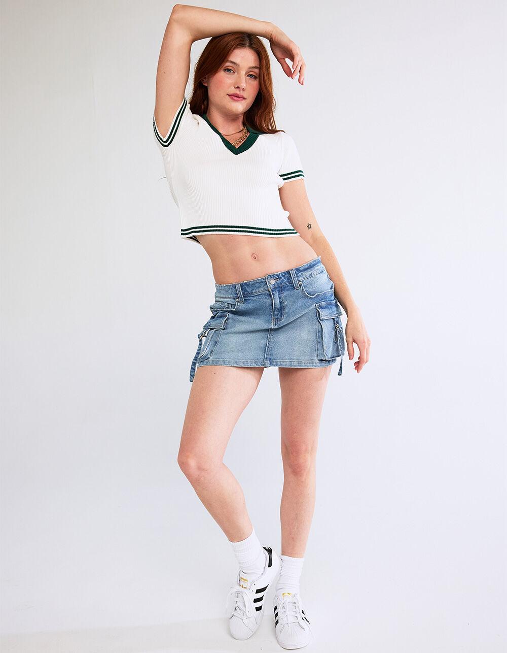 RSQ Womens Johnny Collar Top - Cream Combo Product Image