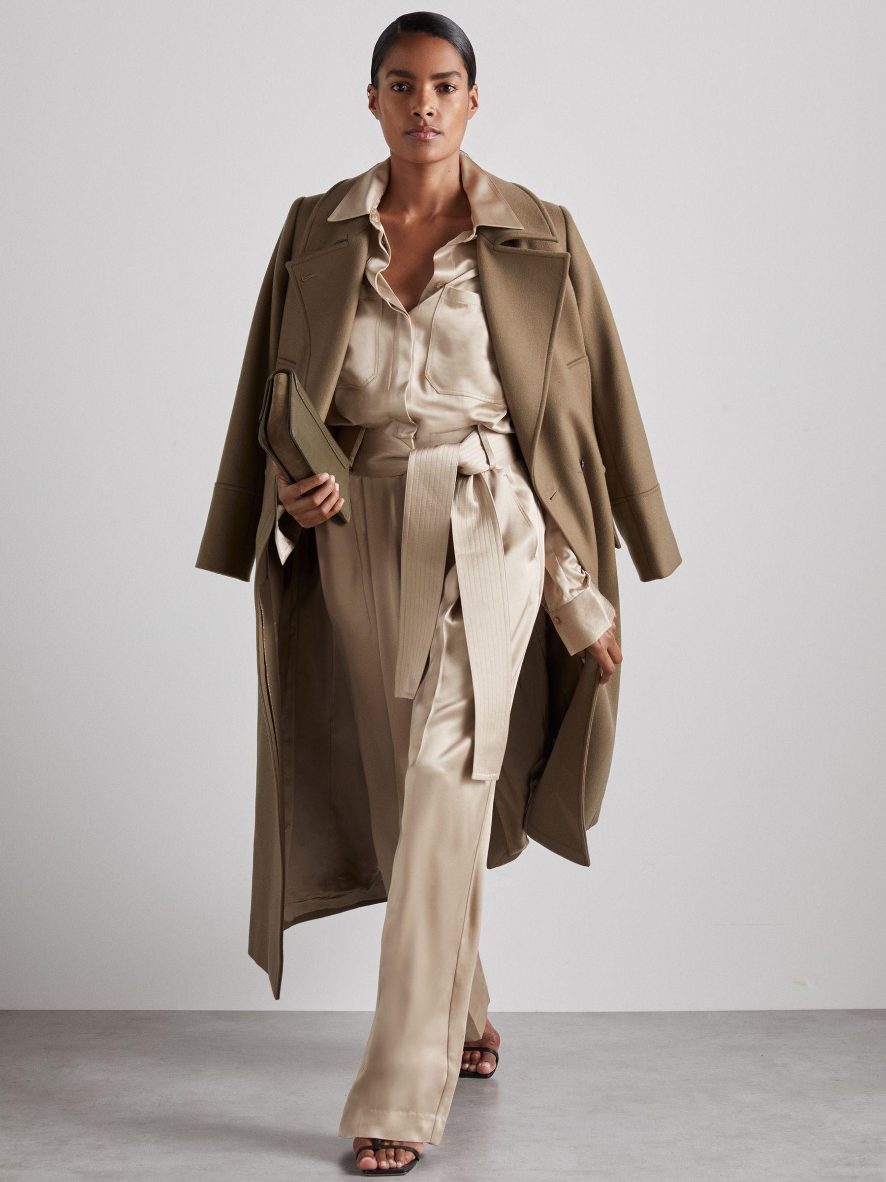 Atelier Belted Satin Jumpsuit in Champagne Product Image